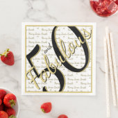 Serviette En Papier 50 et Fabulous anniversaire Nom noir/Or (En situation)