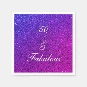 Serviette En Papier 50 Et Fabulous Anniversaire Pink Purple Parties sc