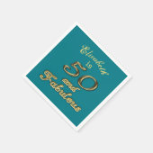 Serviette En Papier 50 et Fabulous Birthday Gold Ajouter le nom Turquo (Coin)