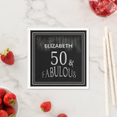 Serviette En Papier 50 et Fabulous Black Silver Parties scintillant An (En situation)