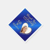 Serviette En Papier 50 et Fabulous Blue and Gold Photo Anniversaire (Coin)
