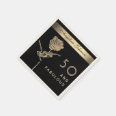 Serviette En Papier 50 et Fabulous Glam noir et or Flower (Coin)