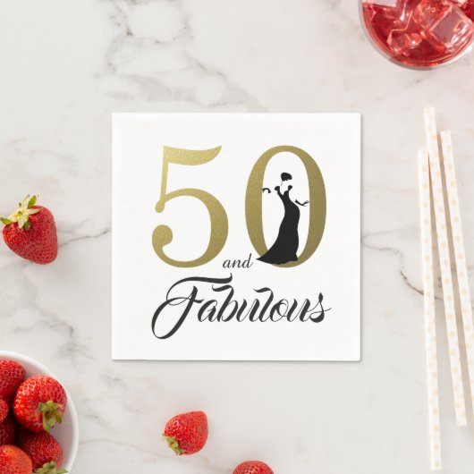 Serviette En Papier 50 et Fabulous Gold Birthday Party (En situation)