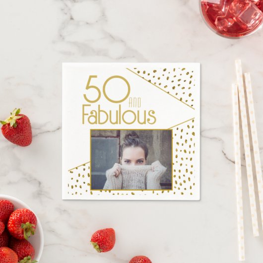 Serviette En Papier 50 et Fabulous Gold Parties scintillant Photo 50e (En situation)