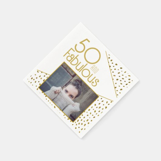 Serviette En Papier 50 et Fabulous Gold Parties scintillant Photo 50e (Coin)