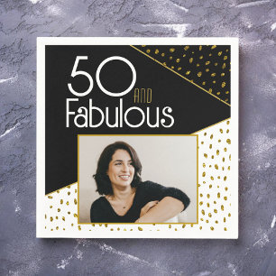 Serviette En Papier 50 et Fabulous Gold Parties scintillant Photo 50e 