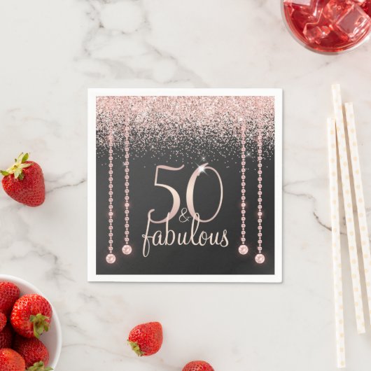 Serviette En Papier 50 et Fabulous Rose Gold Parties scintillant Diamo (En situation)