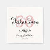 Serviette En Papier 50 ET FABULOUS Script Rose Parties scintillant or  (Devant)