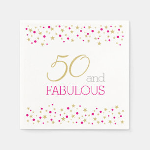 Serviette En Papier 50 et Fabulous Star Border 50th Birthday Party