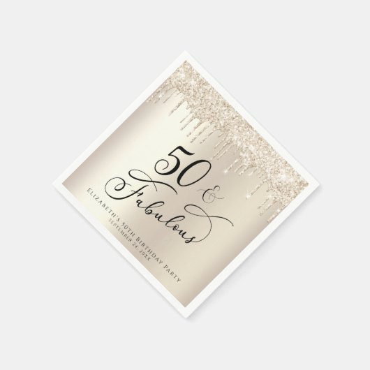 Serviette En Papier 50 Fabuleuse Parties scintillant Champagne Gold Pe (Coin)