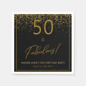 Serviette En Papier 50 Fabuleux Anniversaire Gold Parties scintillant  (Devant)