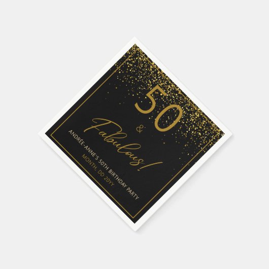 Serviette En Papier 50 Fabuleux Anniversaire Gold Parties scintillant  (Coin)