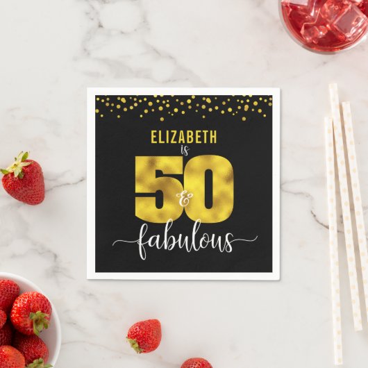 Serviette En Papier 50 fabuleux anniversaire noir parties scintillant  (En situation)