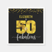 Serviette En Papier 50 fabuleux anniversaire noir parties scintillant  (Devant)