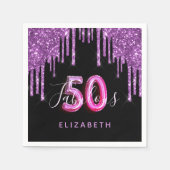 Serviette En Papier 50 Fabuleux anniversaire noir violet parties scint (Devant)