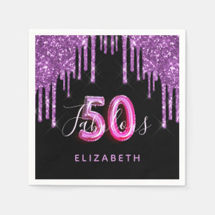 Serviette En Papier 50 Fabuleux anniversaire noir violet parties scint