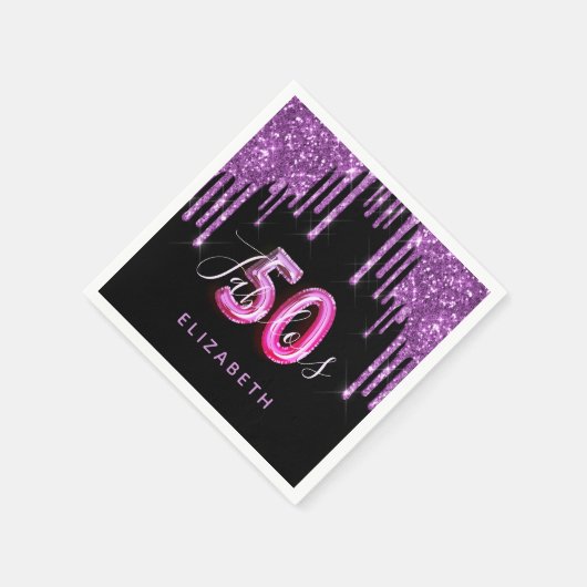 Serviette En Papier 50 Fabuleux anniversaire noir violet parties scint (Coin)