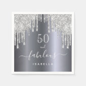 Serviette En Papier 50 fabuleux anniversaire parties scintillant argen (Devant)