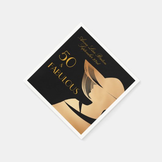 Serviette En Papier 50 & Fabuleux Art Déco Or élégant 50e anniversaire (Coin)