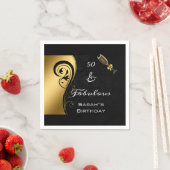 Serviette En Papier 50 & Fabuleux Black Gold Anniversaire Cocktail (En situation)