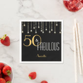 Serviette En Papier 50 & Fabuleux Black Gold Lumières Glamour Élégant (En situation)