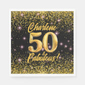 Serviette En Papier 50 Fabuleux Gold Parties scintillant Rose Stars 50 (Devant)