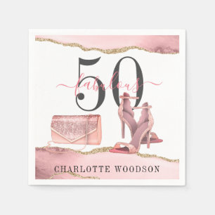 Serviette En Papier 50 Fabuleux Pink Gold Parties scintillant Agate Ch