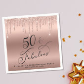 Serviette En Papier 50 Fabuleux Rose de Parties scintillant Gold Perso
