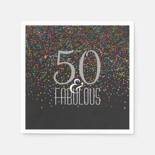 Serviette En Papier 50 & Fabulous Confetti Dots Élégant 50e anniversai (Devant)