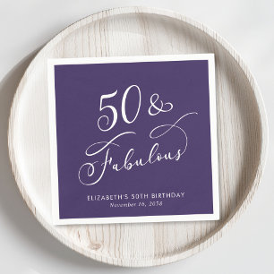 Serviette En Papier 50 Fabulous Fête d'anniversaire Violet 50 ans