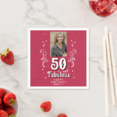 Serviette En Papier 50 & Fabulous Foliage Magenta 50e Anniversaire Pho (En situation)