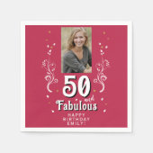 Serviette En Papier 50 & Fabulous Foliage Magenta 50e Anniversaire Pho (Devant)