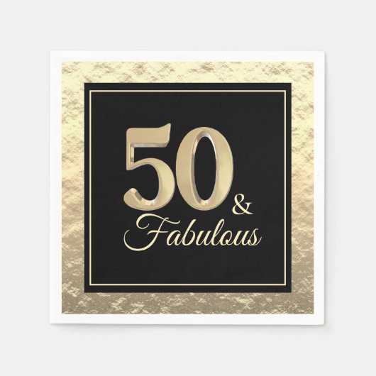 Serviette En Papier 50 & Fabulous Gold Birthday (Devant)