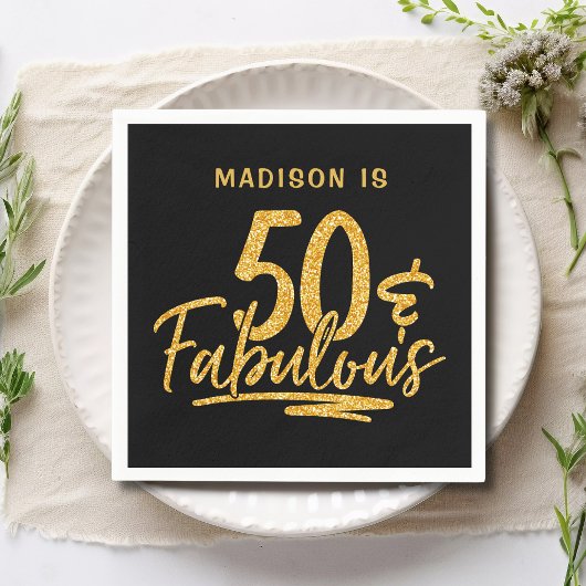 Serviette En Papier 50 & Fabulous Gold Parties scintillant 50e anniver