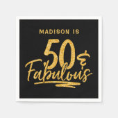 Serviette En Papier 50 & Fabulous Gold Parties scintillant 50e anniver (Devant)