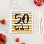 Serviette En Papier 50 & Fabulous Gold Parties scintillant Stripe Napk (En situation)