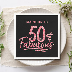 Serviette En Papier 50 & Fabulous Pink Parties scintillant 50e Anniver