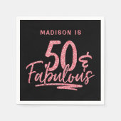 Serviette En Papier 50 & Fabulous Pink Parties scintillant 50e Anniver (Devant)