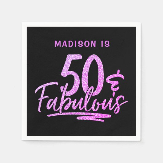 Serviette En Papier 50 & Fabulous Purple Parties scintillant 50e anniv (Devant)