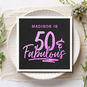 Serviette En Papier 50 & Fabulous Purple Parties scintillant 50e anniv