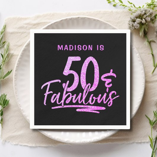 Serviette En Papier 50 & Fabulous Purple Parties scintillant 50e anniv