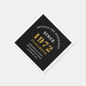 Serviette En Papier 50e anniversaire 1972 Elegant Chic Gold Noir (Coin)