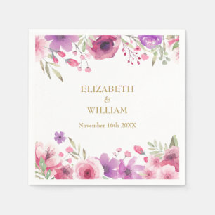 Serviette En Papier 50e anniversaire Aquarelle Rose verdure