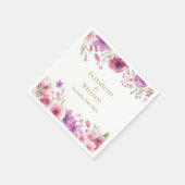 Serviette En Papier 50e anniversaire Aquarelle Rose verdure (Coin)