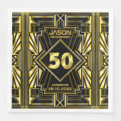 Serviette En Papier 50e anniversaire Art Déco Gold Black Great Gatsby (Devant)