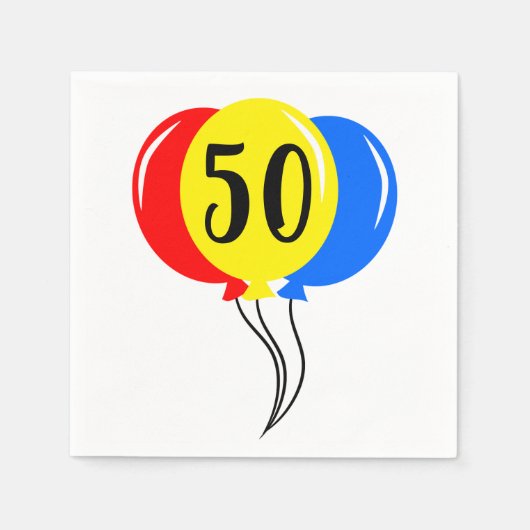 Serviette En Papier 50e anniversaire Ballons colorés (Devant)