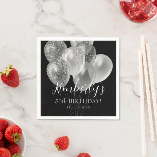 Serviette En Papier 50e anniversaire, Ballons de Parties scintillant d (En situation)