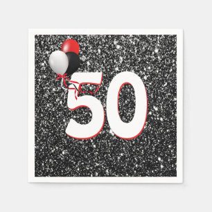 Serviette En Papier 50e anniversaire Ballons sur Parties scintillant n