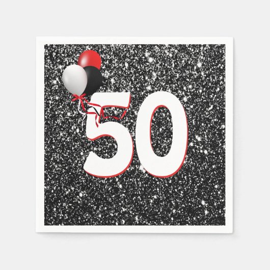 Serviette En Papier 50e anniversaire Ballons sur Parties scintillant n (Devant)