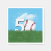Serviette En Papier 50e Anniversaire Baseball En Herbe Verte (Devant)
